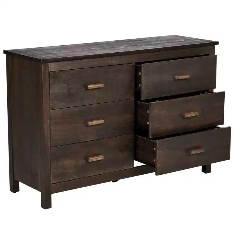 Karl Home 6-Drawer Brown MDF (Medium-Density Fiberboard) 47.24in. W Chest of Drawer