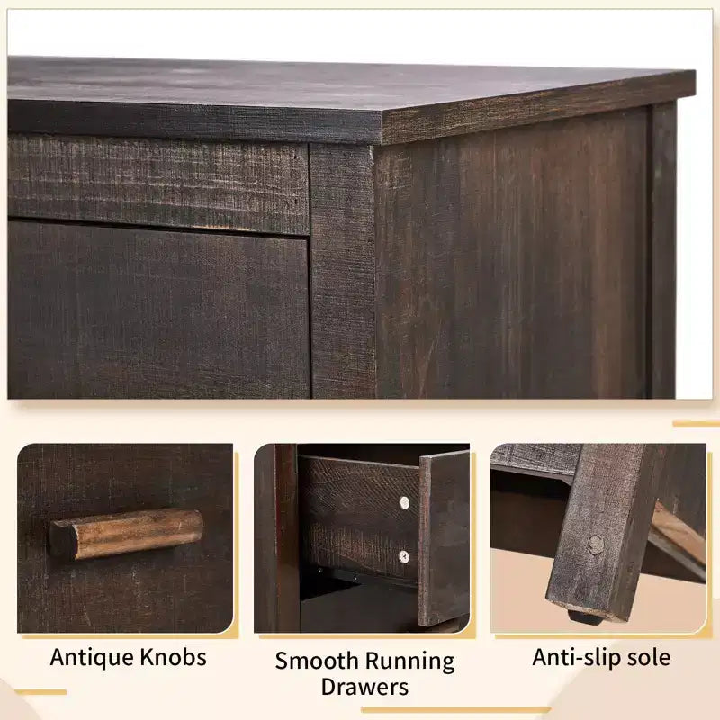 Karl Home 6-Drawer Brown MDF (Medium-Density Fiberboard) 47.24in. W Chest of Drawer