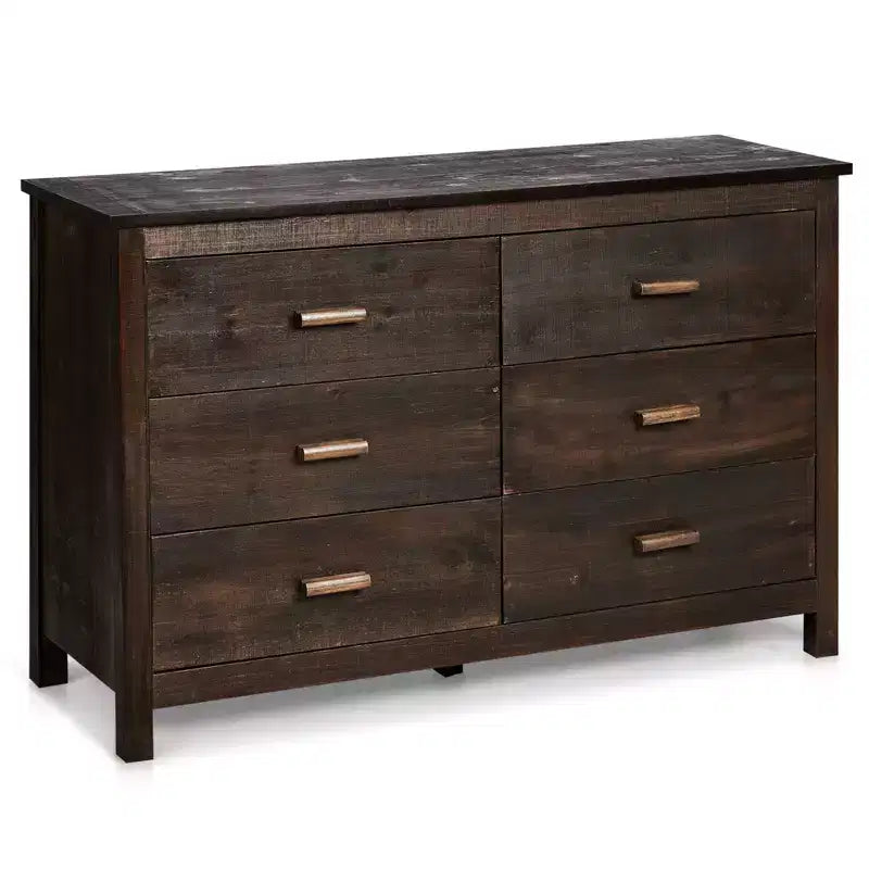Karl Home 6-Drawer Brown MDF (Medium-Density Fiberboard) 47.24in. W Chest of Drawer
