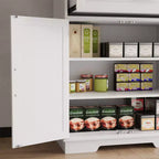 White Kitchen Storage Cabinet, with a Drawer, Adjustable Shelves, Door Shelves, Large Narrow Bathroom Cabinet, Farmhouse Cupboard for Dining Room
