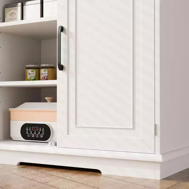 White Kitchen Storage Cabinet, with a Drawer, Adjustable Shelves, Door Shelves, Large Narrow Bathroom Cabinet, Farmhouse Cupboard for Dining Room