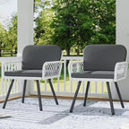 GustoWave Lot de 2 chaises de salle à manger de patio, Fauteuils de porche avec coussins pour l'intérieur, le jardin, le balcon, la terrasse, l'arrière-cour