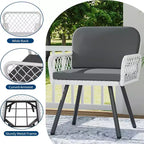 GustoWave Lot de 2 chaises de salle à manger de patio, Fauteuils de porche avec coussins pour l'intérieur, le jardin, le balcon, la terrasse, l'arrière-cour