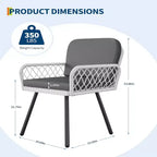 GustoWave Lot de 2 chaises de salle à manger de patio, Fauteuils de porche avec coussins pour l'intérieur, le jardin, le balcon, la terrasse, l'arrière-cour