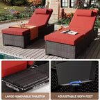 GustoWave 2 Pieces Outdoor PE Wicker Lounger Set, Pool Lounge Chair, Adjustable Backrest Lounger