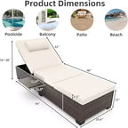 GustoWave 2 Pieces Outdoor PE Wicker Lounger Set, Pool Lounge Chair, Adjustable Backrest Lounger
