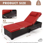 GustoWave 2 Pieces Outdoor PE Wicker Lounger Set, Pool Lounge Chair, Adjustable Backrest Lounger