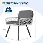 GustoWave Ensemble de salle à manger d'extérieur 7 pièces, table à manger de 150 cm et 6 chaises en rotin, parfait pour les jardins, les arrière-cours et les terrasses de piscine, noir et blanc
