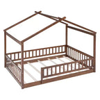 GDFStudio Modern Astrid Wooden House Bed with Fence