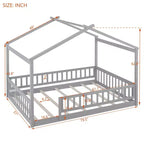 GDFStudio Modern Astrid Wooden House Bed with Fence
