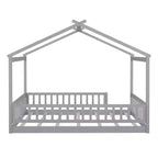 GDFStudio Modern Astrid Wooden House Bed with Fence