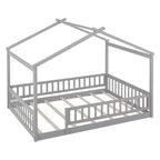 GDFStudio Modern Astrid Wooden House Bed with Fence