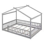 GDFStudio Modern Astrid Wooden House Bed with Fence