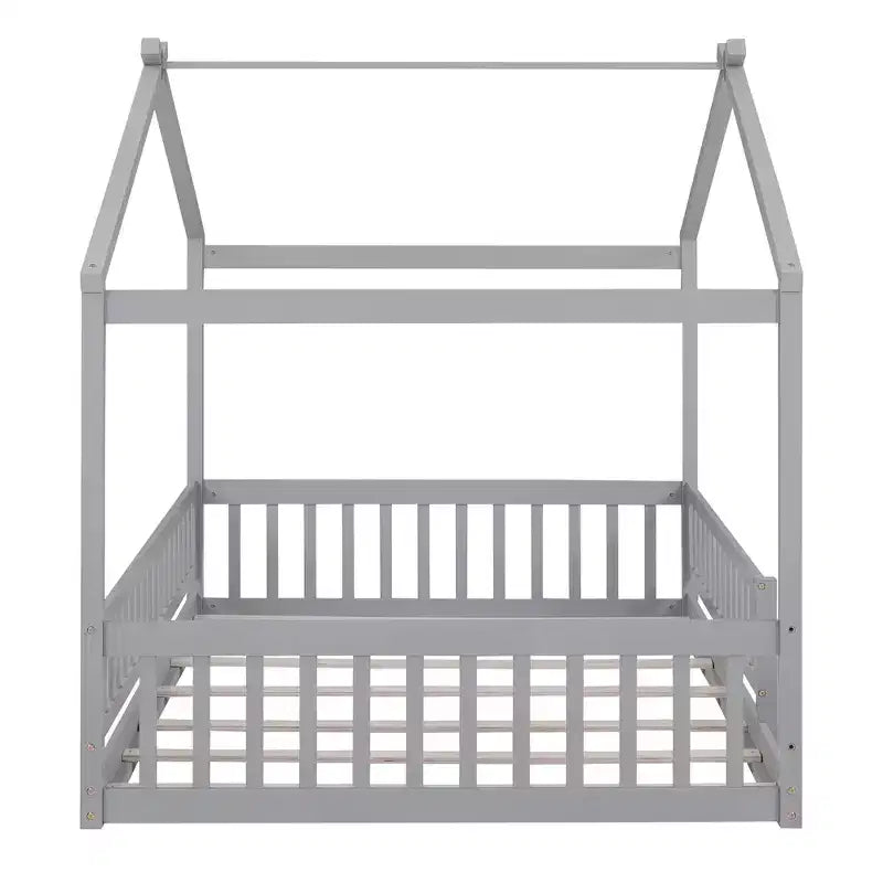 GDFStudio Modern Astrid Wooden House Bed with Fence