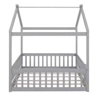 GDFStudio Modern Astrid Wooden House Bed with Fence