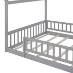 GDFStudio Modern Astrid Wooden House Bed with Fence