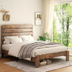 Bed Frame King Size,Wood Platform Bed Frame,Easy Assembly Tool,Noise Free,No Box Spring Needed,Dark Brown