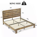 Bed Frame King Size,Wood Platform Bed Frame,Easy Assembly Tool,Noise Free,No Box Spring Needed,Dark Brown