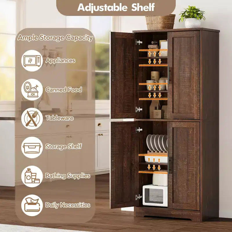 Meuble de rangement moderne avec étagères réglables et portes pour cuisine, salle de bain et salon