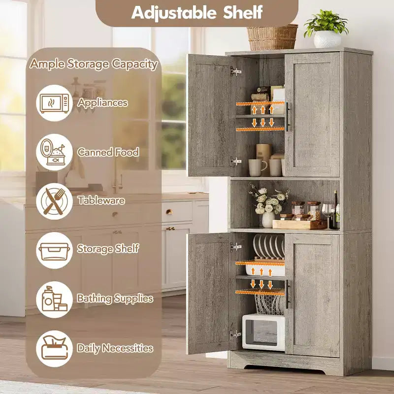Meuble de rangement moderne avec étagères réglables et portes pour cuisine, salle de bain et salon