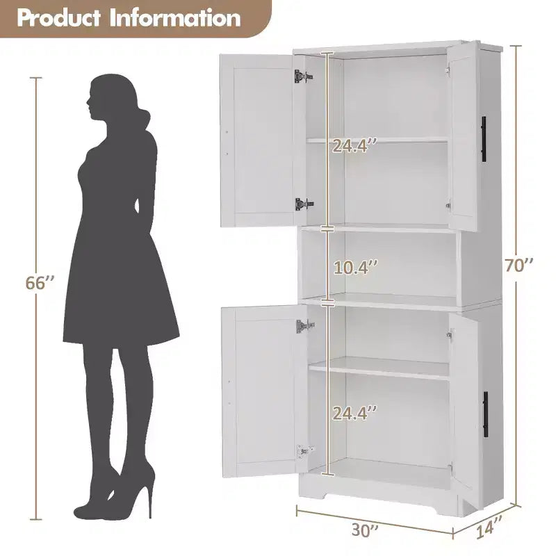 Meuble de rangement moderne avec étagères réglables et portes pour cuisine, salle de bain et salon