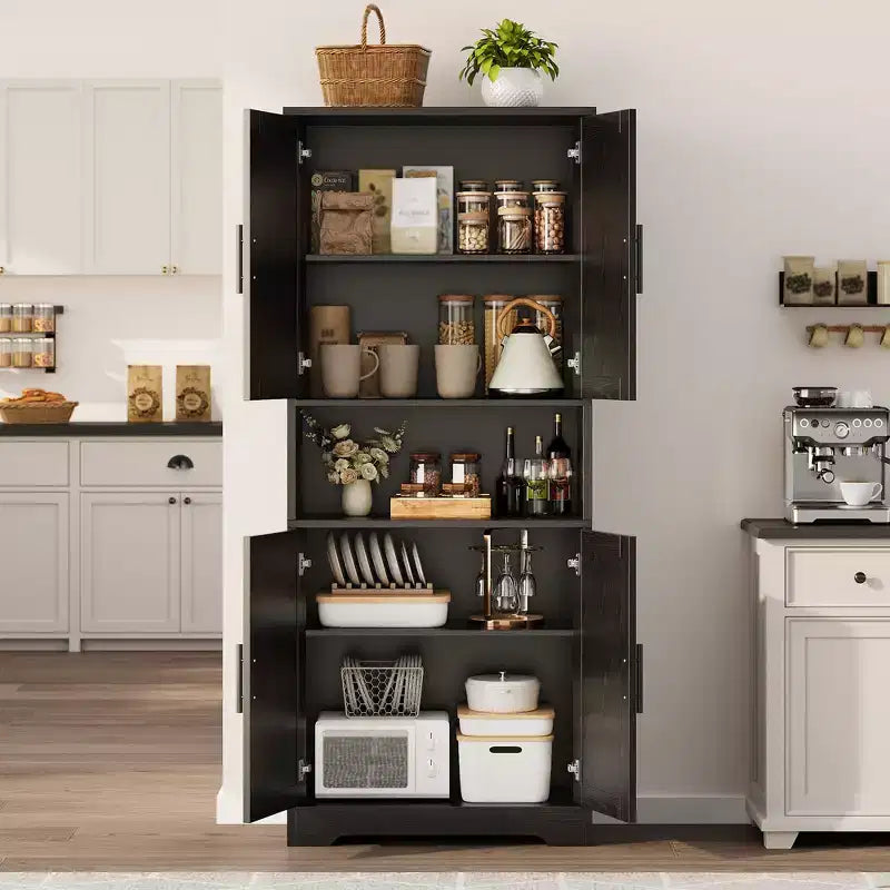 Meuble de rangement moderne avec étagères réglables et portes pour cuisine, salle de bain et salon