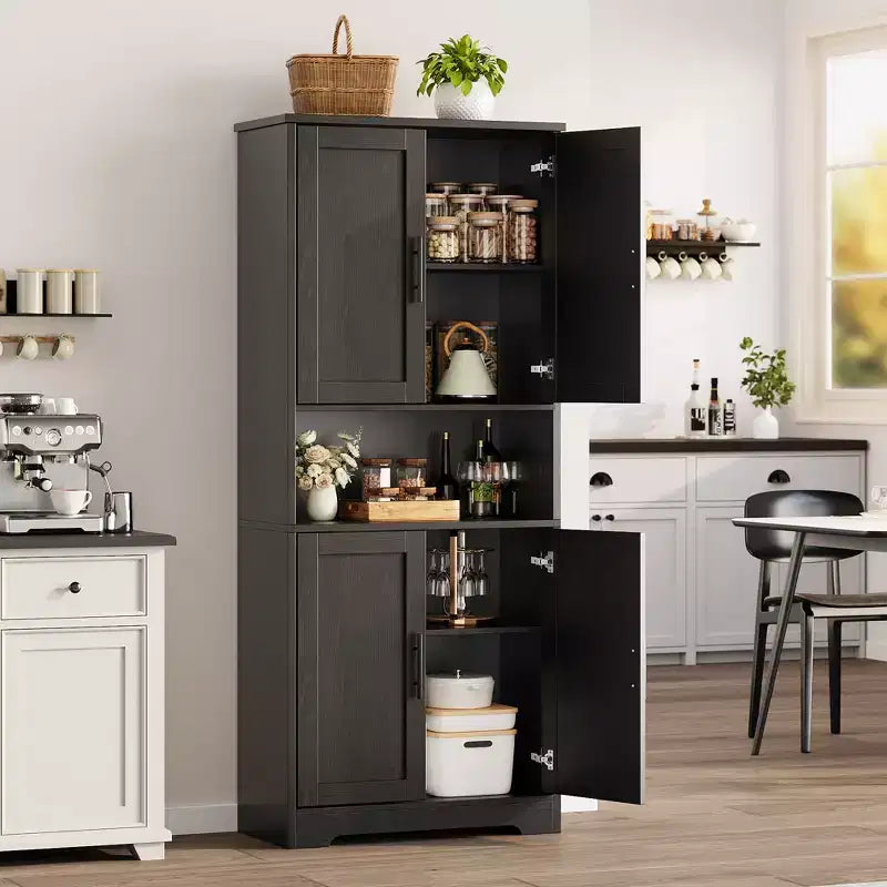 Meuble de rangement moderne avec étagères réglables et portes pour cuisine, salle de bain et salon