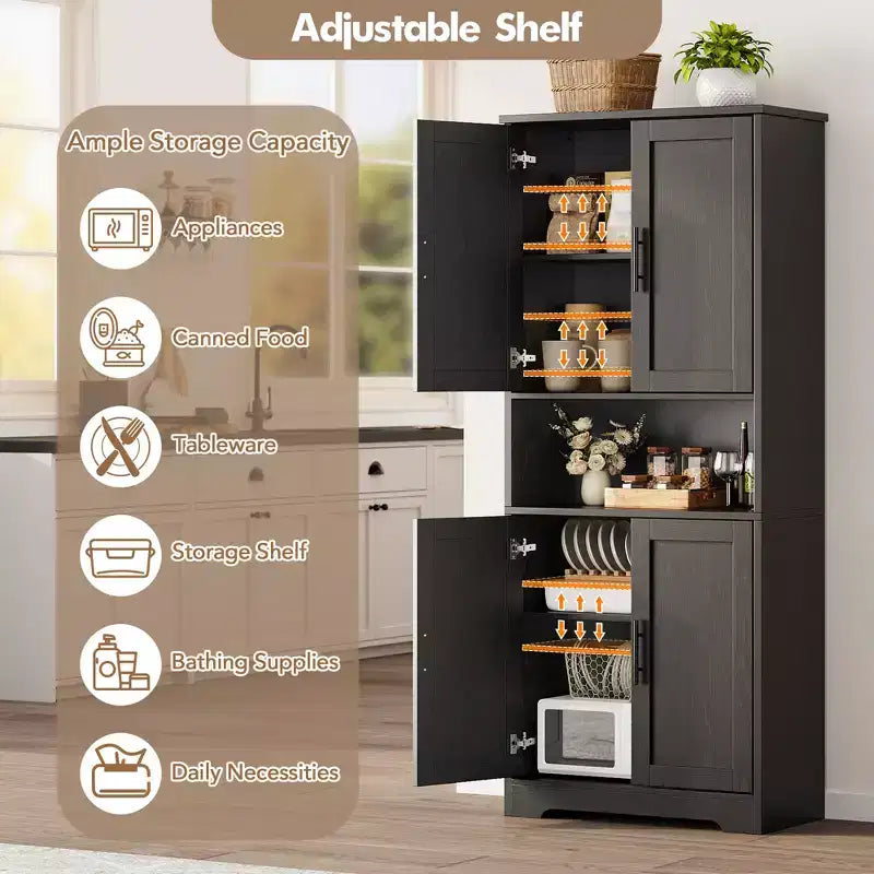 Meuble de rangement moderne avec étagères réglables et portes pour cuisine, salle de bain et salon