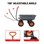 Chariot de jardin robuste – Capacité de 360 kg, brouette à 4 roues avec pneus tout-terrain de 25 cm, poignée rotative à 180° (gris)