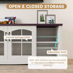 Meuble TV en bois EROMMY 58 avec portes en verre et étagères réglables
