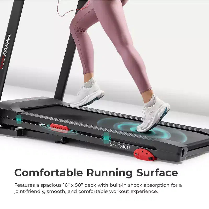 Tapis de course intelligent Sunny Health & Fitness Active 300 avec Wi-Fi, inclinaison manuelle à 3 niveaux, absorption des chocs et connectivité à l'application SunnyFit