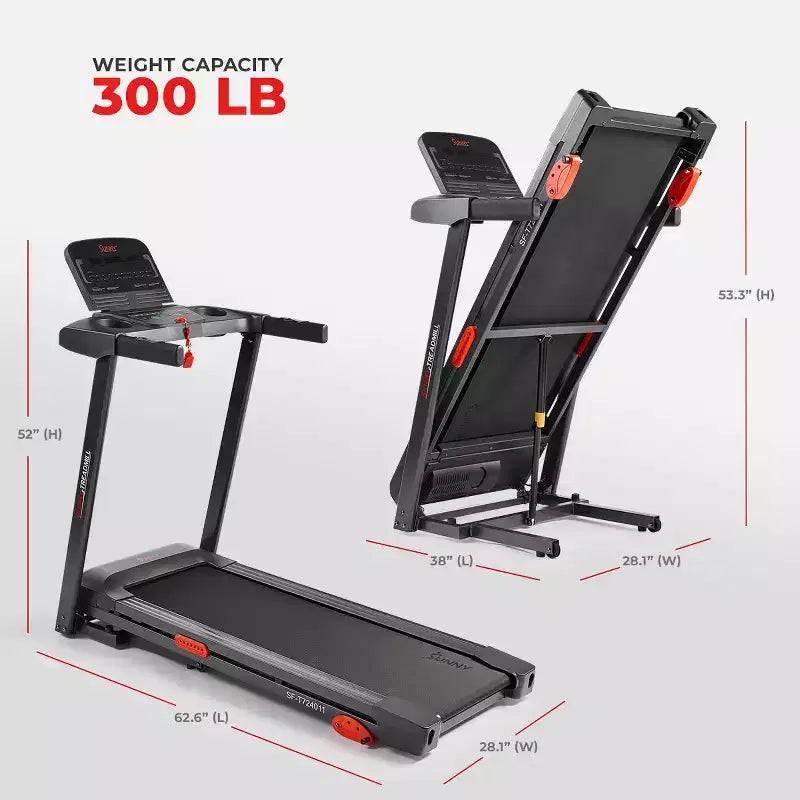 Tapis de course intelligent Sunny Health & Fitness Active 300 avec Wi-Fi, inclinaison manuelle à 3 niveaux, absorption des chocs et connectivité à l'application SunnyFit
