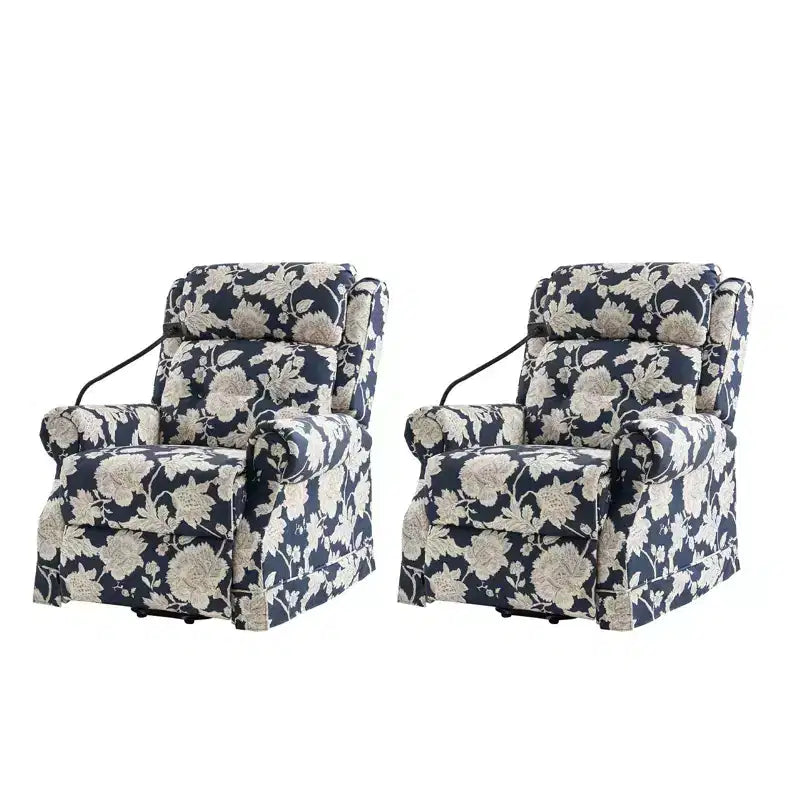 Lori Lift Assist Power Recliner With Massage Heat And Manual Headrest Set of 2 | ARTFUL LIVING DESIGN-NAVY