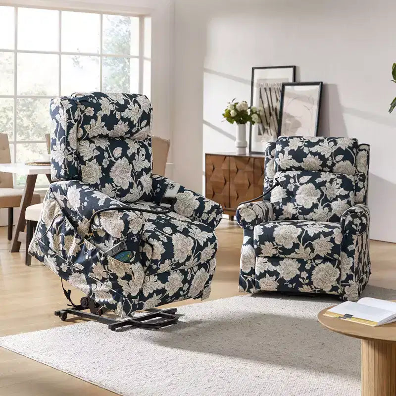 Fauteuil inclinable électrique Lori Lift Assist avec massage, chauffage et appui-tête manuel, lot de 2 | ARTFUL LIVING DESIGN-MARINE