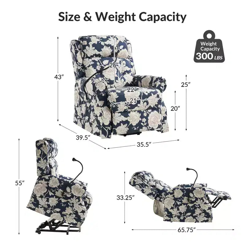 Fauteuil inclinable électrique Lori Lift Assist avec massage, chauffage et appui-tête manuel, lot de 2 | ARTFUL LIVING DESIGN-MARINE