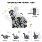 Fauteuil inclinable électrique Lori Lift Assist avec massage, chauffage et appui-tête manuel, lot de 2 | ARTFUL LIVING DESIGN-MARINE
