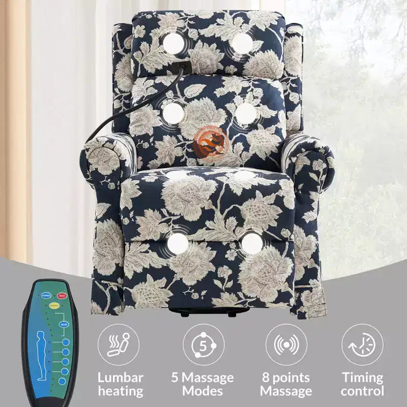 Fauteuil inclinable électrique Lori Lift Assist avec massage, chauffage et appui-tête manuel, lot de 2 | ARTFUL LIVING DESIGN-MARINE