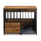 31.4 Dual-Function Pet Crate End Table  Wooden & Metal Pet House with Storage Top