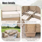 Captiva Designs Large Outdoor Patio Sectional Sofa Wicker Furniture Conversation Set with Cushions