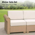 Captiva Designs Large Outdoor Patio Sectional Sofa Wicker Furniture Conversation Set with Cushions