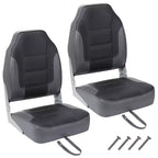 2 Pack Folding Boat Seats, High Back Fishing Boat Seat, Comfortable Boat Chairs with Thick Sponge Padding and Hinge for Sightseeing Boat, Speedboat