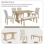 Ensemble de salle à manger de ferme pour 4 personnes, table de cuisine rectangulaire avec 4 chaises rembourrées et un banc