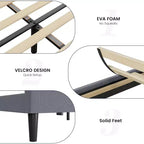 King Bed Frame with Wingback Headboard, Velvet Upholstery Platform Bed, No Box Spring Needed, Wood Slats Support, Noise Free, Easy Assembly
