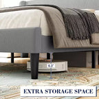 King Bed Frame with Wingback Headboard, Velvet Upholstery Platform Bed, No Box Spring Needed, Wood Slats Support, Noise Free, Easy Assembly