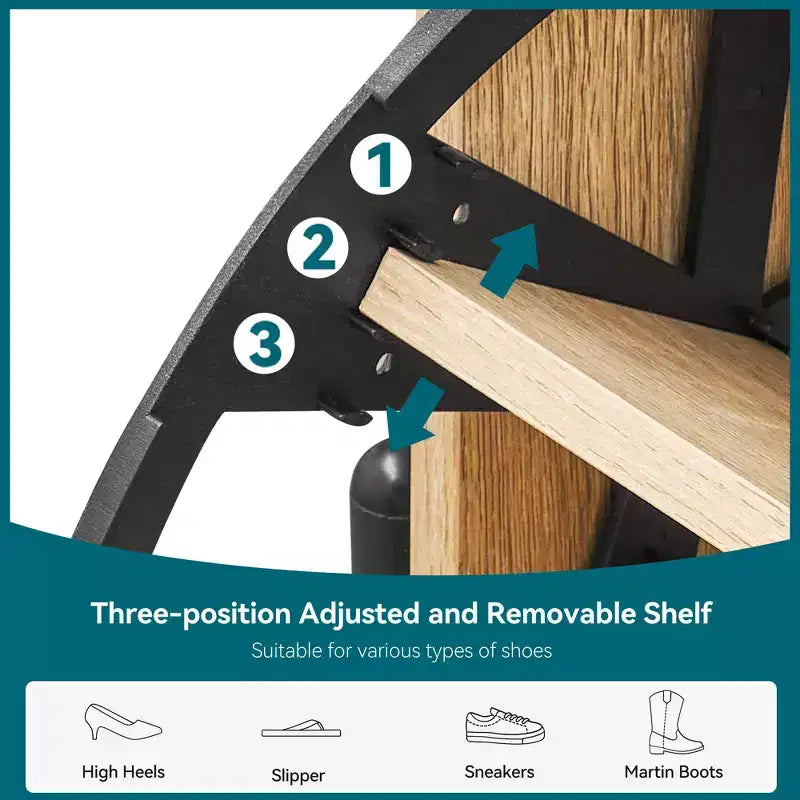 Meuble de rangement pour chaussures avec 2 portes abattantes et tiroirs, organisateur de chaussures en rotin naturel avec pieds en métal et étagère réglable, sur pied pour entrée