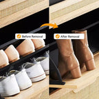 Meuble de rangement pour chaussures avec 2 portes abattantes et tiroirs, organisateur de chaussures en rotin naturel avec pieds en métal et étagère réglable, sur pied pour entrée