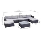 GDFStudio Avianna Outdoor Wicker 5 Seater Sofa Chat Set with Ottomans