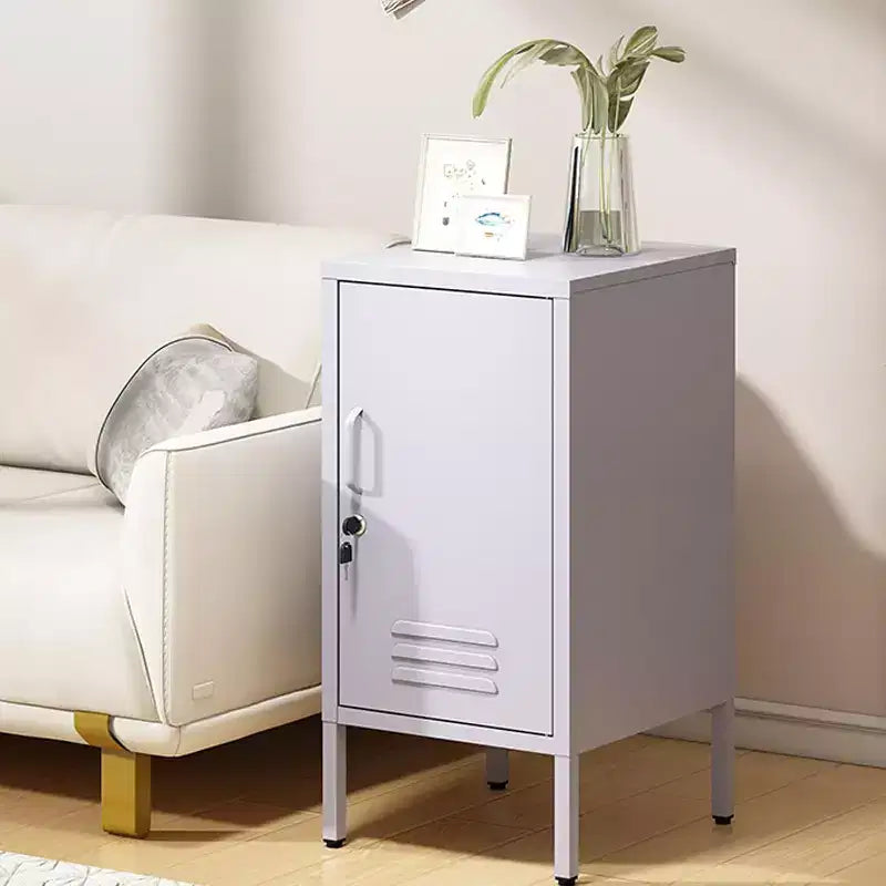 Table de chevet casier en métal, table de nuit à porte unique avec 2 étagères réglables, armoire latérale de chevet moderne pour chambre à coucher, salon, bureau