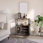 Mini bar de rangement compact Acekool – Meuble à vin avec étagères réglables et porte-verres