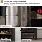 Mini bar de rangement compact Acekool – Meuble à vin avec étagères réglables et porte-verres